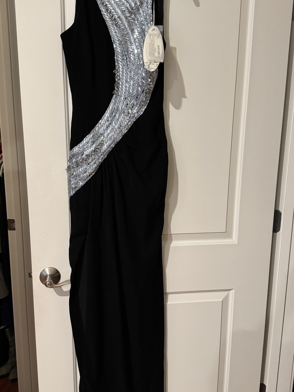NWT Gaurav Gupta – Women's Black Evening Gown with Silver & Blue Sequin Details